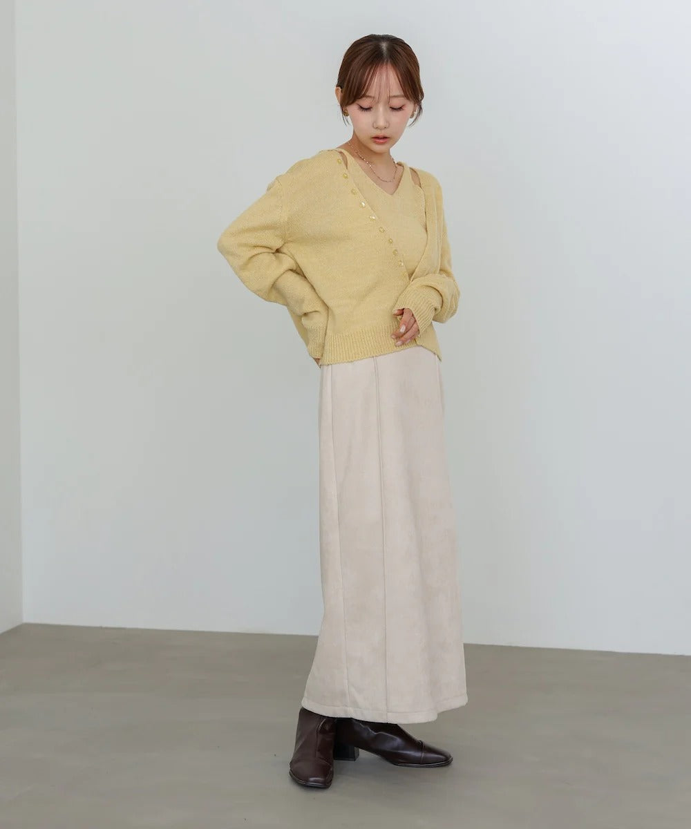 Bab Button Design Cami Knit Set