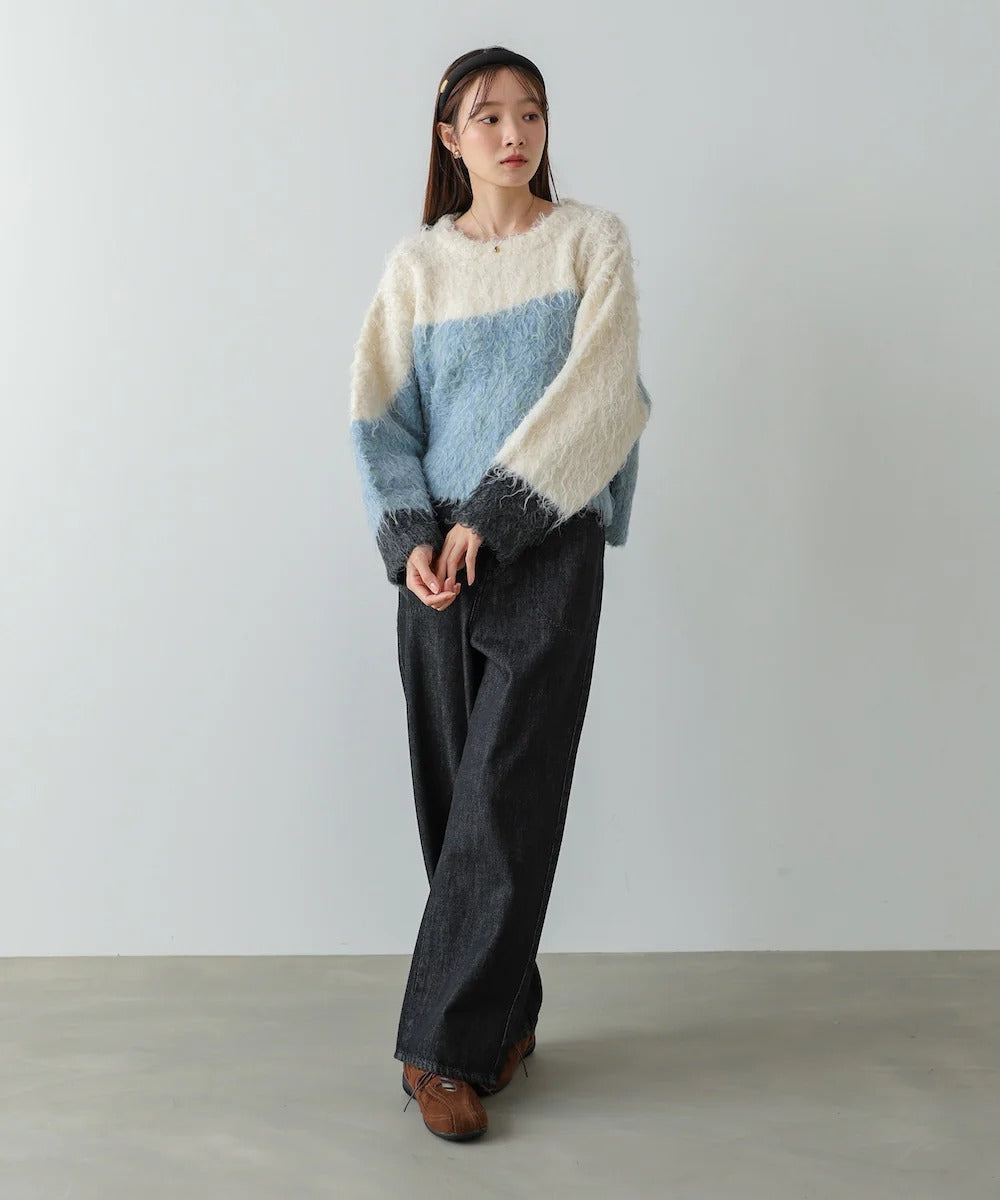 Bab Wave-Colored Short Knit Top