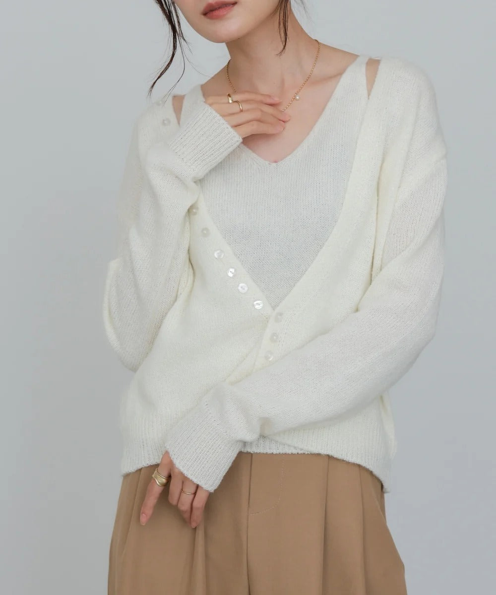 Bab Button Design Cami Knit Set