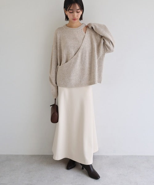 evernavy Faux Layered Long Sleeve Knit Top