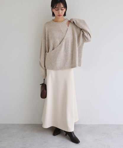 evernavy Faux Layered Long Sleeve Knit Top