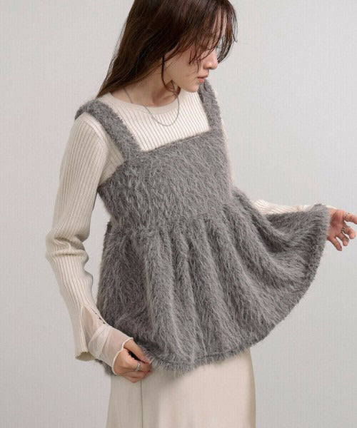 Boucle Shaggy Peplum Camisole
