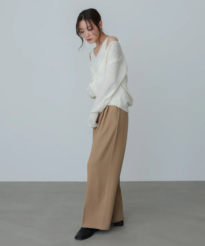 Bab Button Design Cami Knit Set