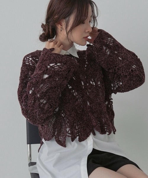 Mohair Crochet Short Tops