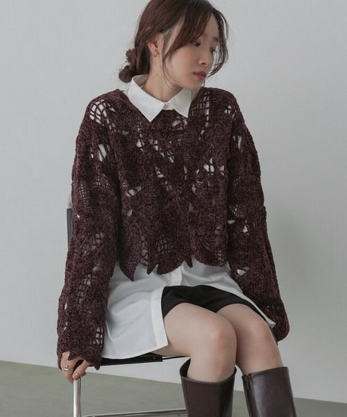 Mohair Crochet Short Tops