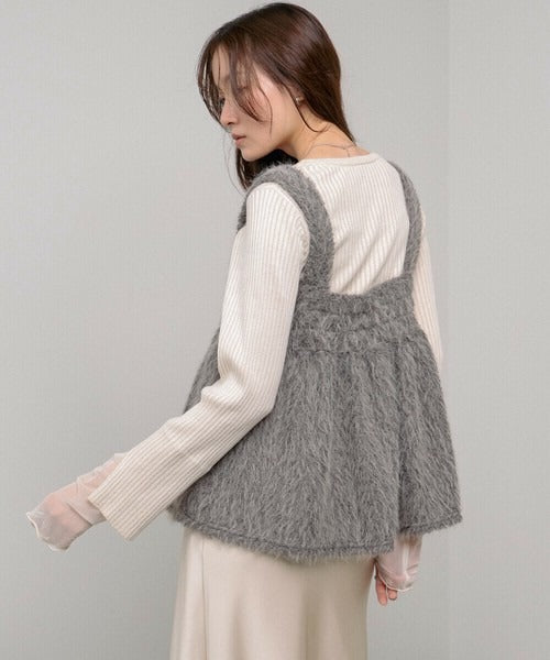 Boucle Shaggy Peplum Camisole