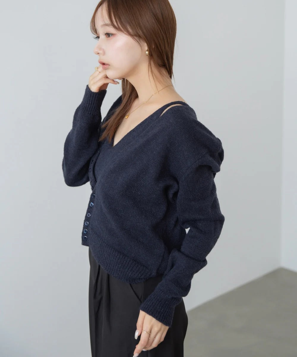 Bab Button Design Cami Knit Set