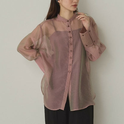 Hunch Shiny Sheer Washer Wide Cuff Shirt