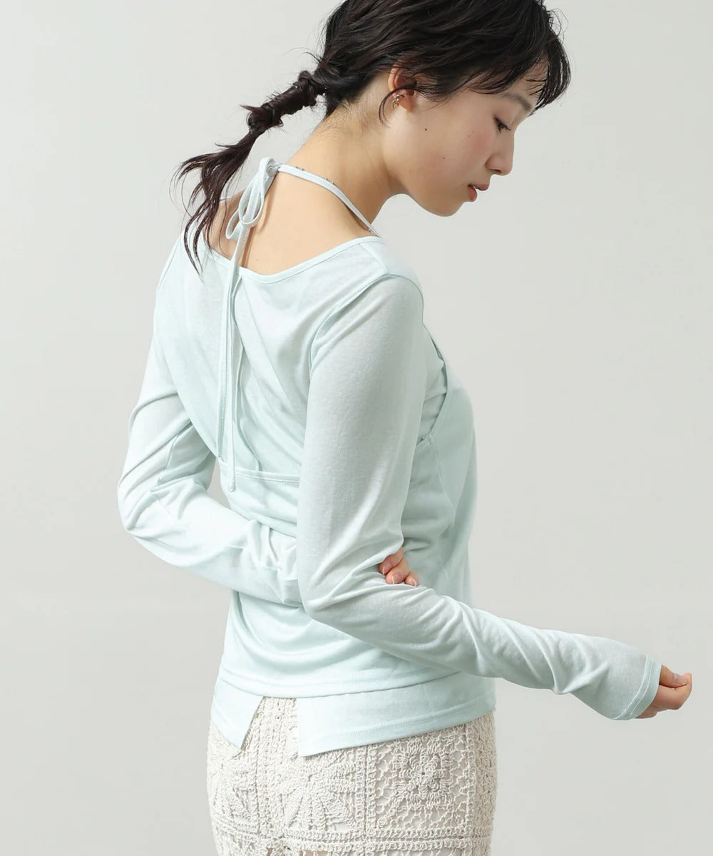 Women’s Long Sleeve Tie Waist Top – Casual Minimal Style