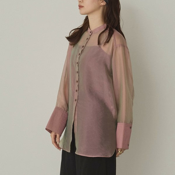 Hunch Shiny Sheer Washer Wide Cuff Shirt