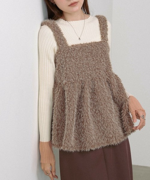 Boucle Shaggy Peplum Camisole