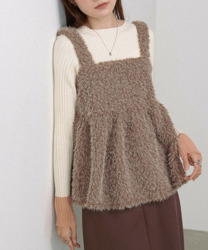 Boucle Shaggy Peplum Camisole