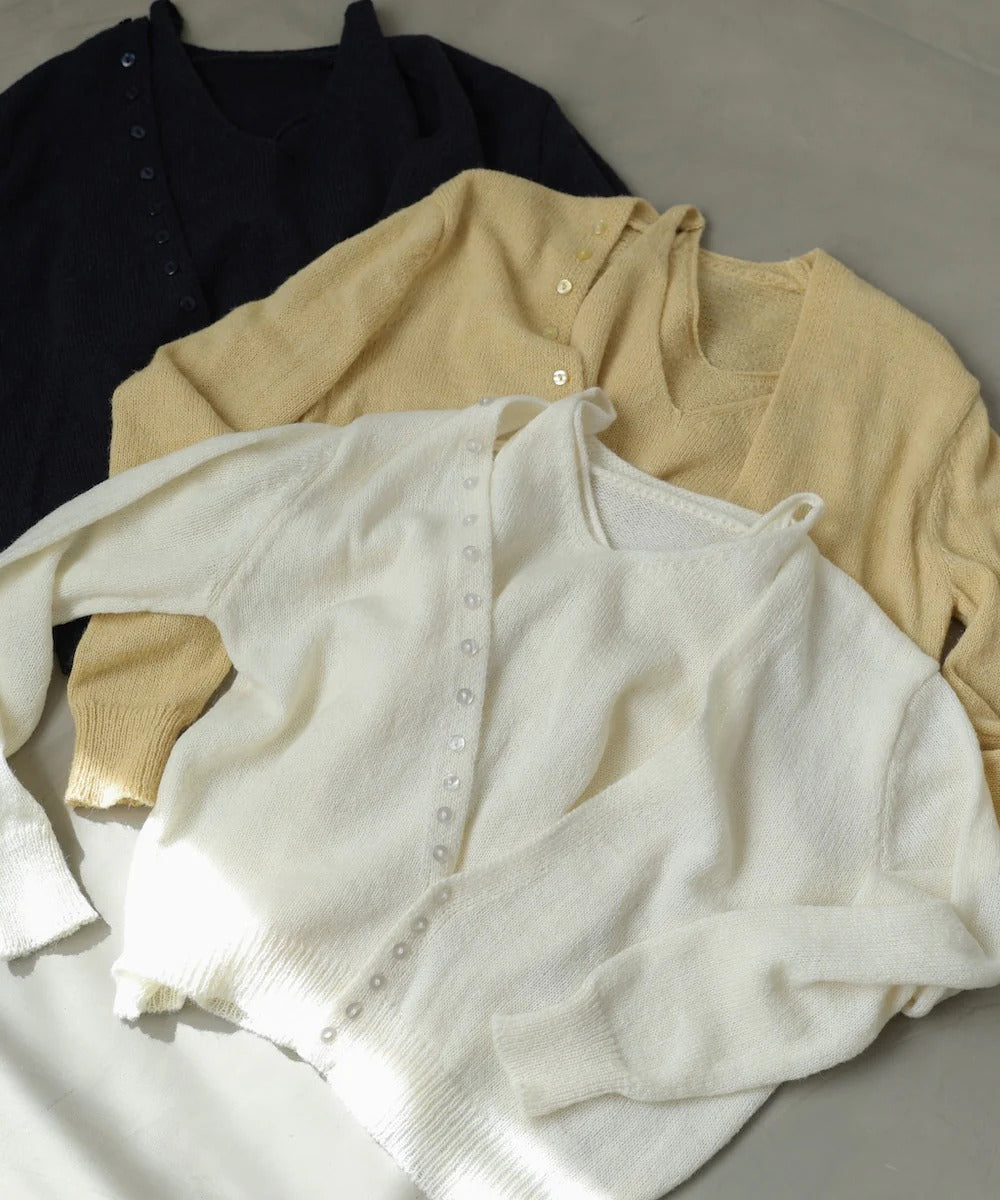 Bab Button Design Cami Knit Set