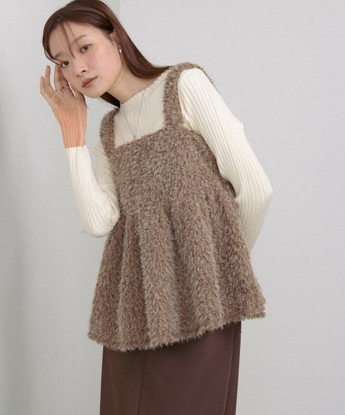Boucle Shaggy Peplum Camisole