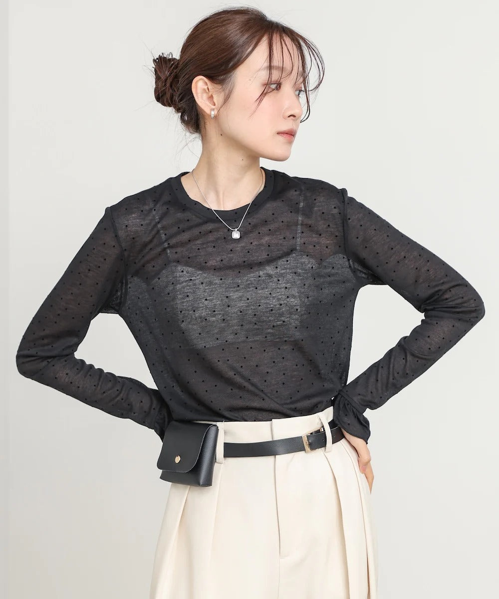 Women’s Polka Dot Long Sleeve Top – Soft Fitted Style