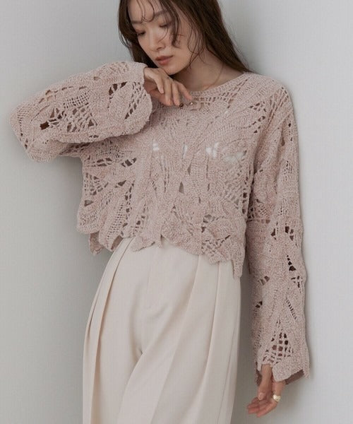 Mohair Crochet Short Tops