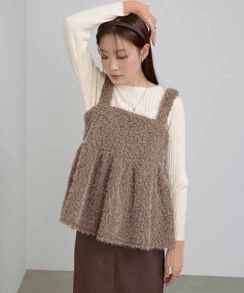 Boucle Shaggy Peplum Camisole