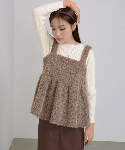 Boucle Shaggy Peplum Camisole