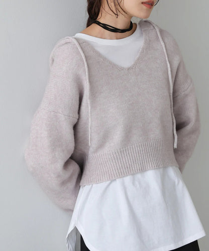 Bab Short Hoodie Knit Top
