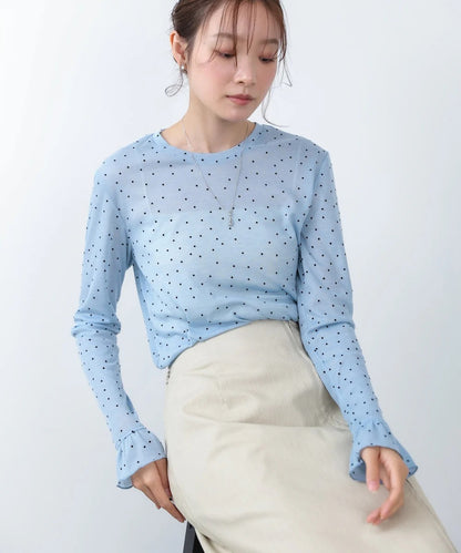 Women’s Polka Dot Long Sleeve Top – Soft Fitted Style