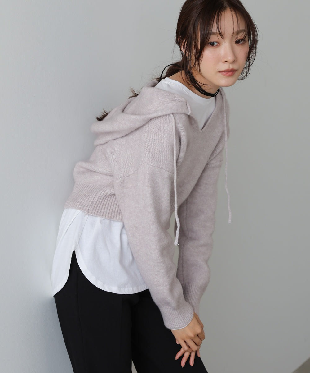 Bab Short Hoodie Knit Top