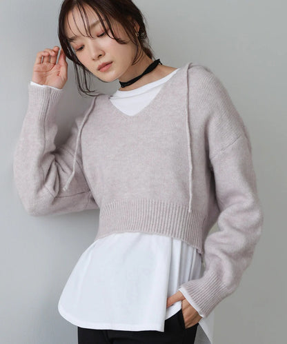 Bab Short Hoodie Knit Top