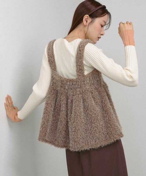 Boucle Shaggy Peplum Camisole