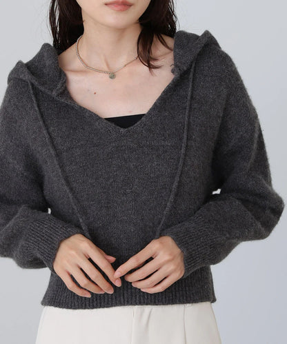 Bab Short Hoodie Knit Top