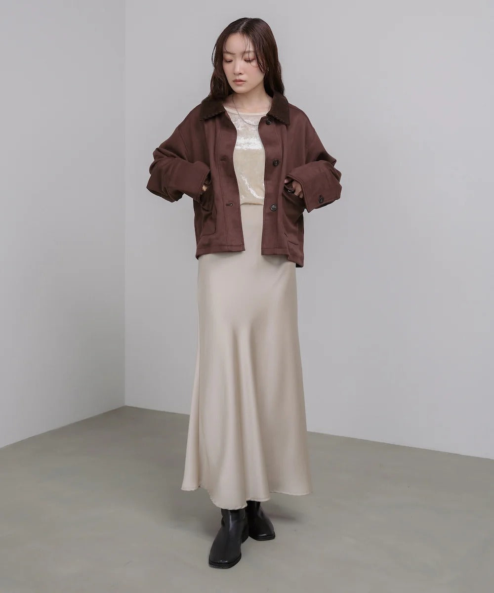 Bab Faux Suede x Corduroy Short Coverall