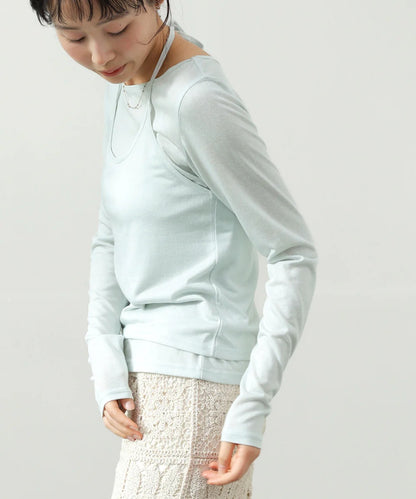 Women’s Long Sleeve Tie Waist Top – Casual Minimal Style