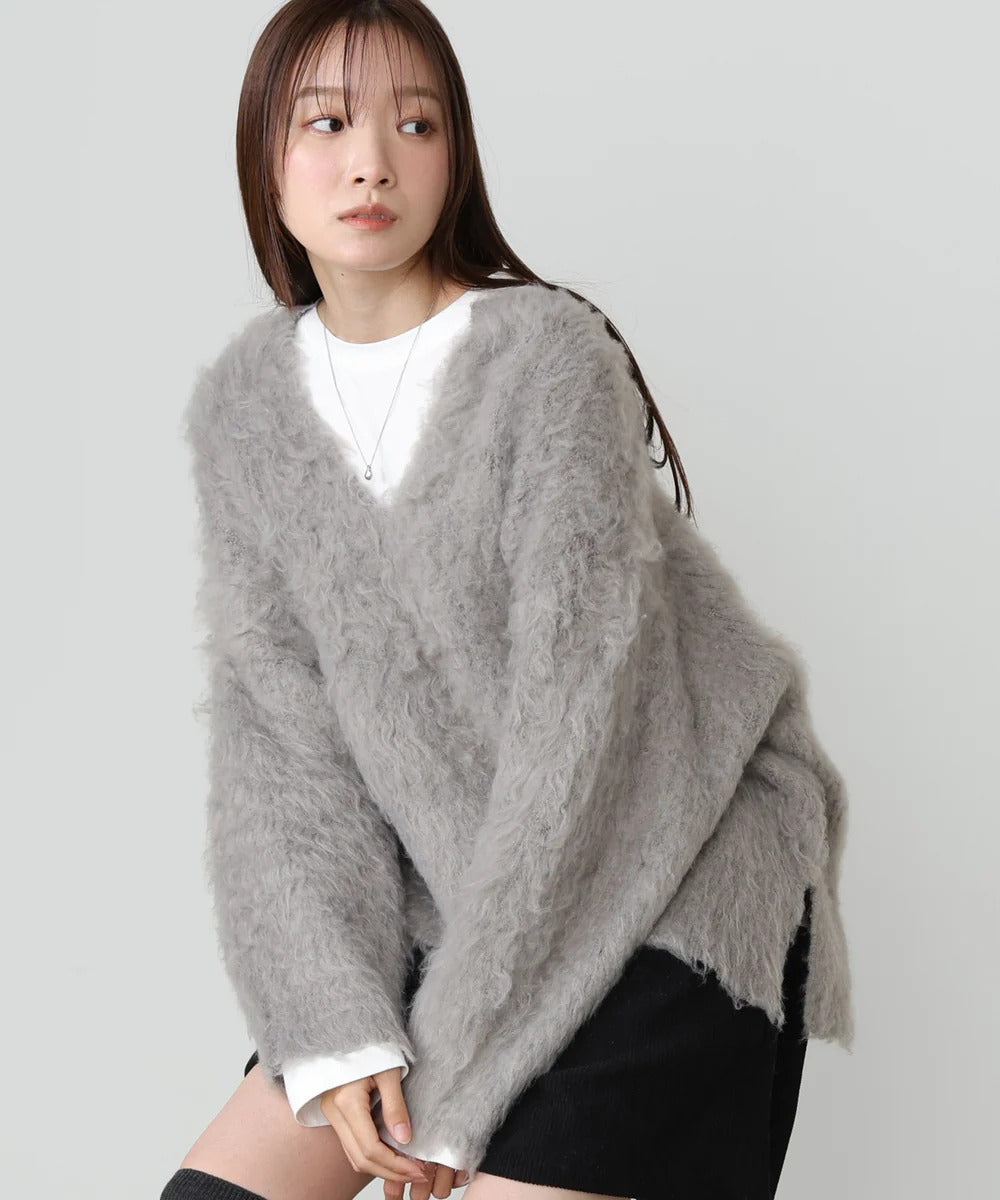 Bab Inner Set Keyhole Neck Scribble Knit Top