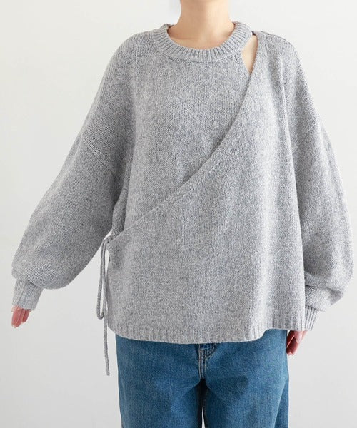 evernavy Faux Layered Long Sleeve Knit Top