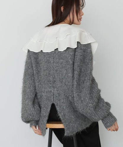 Bab Wide V-Neck Loose Knit Pullover