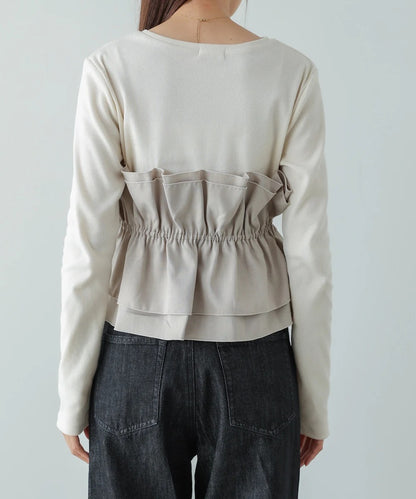 Women’s Long Sleeve Layered Top – Peplum Contrast Style