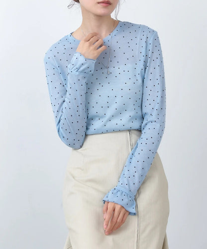 Women’s Polka Dot Long Sleeve Top – Soft Fitted Style