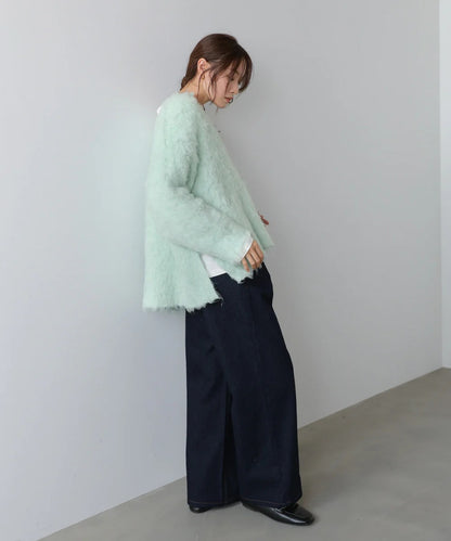 Bab Inner Set Keyhole Neck Scribble Knit Top