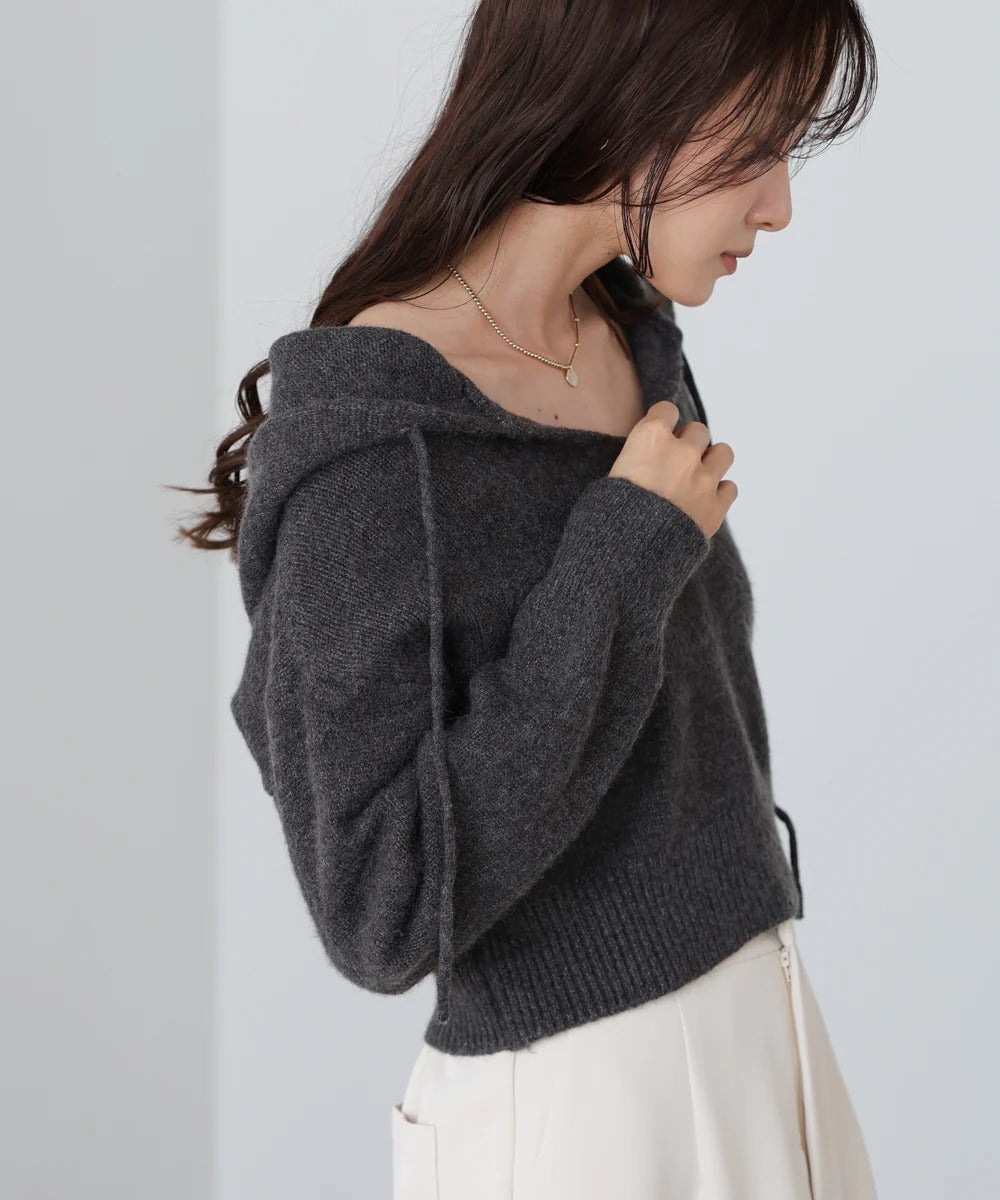 Bab Short Hoodie Knit Top