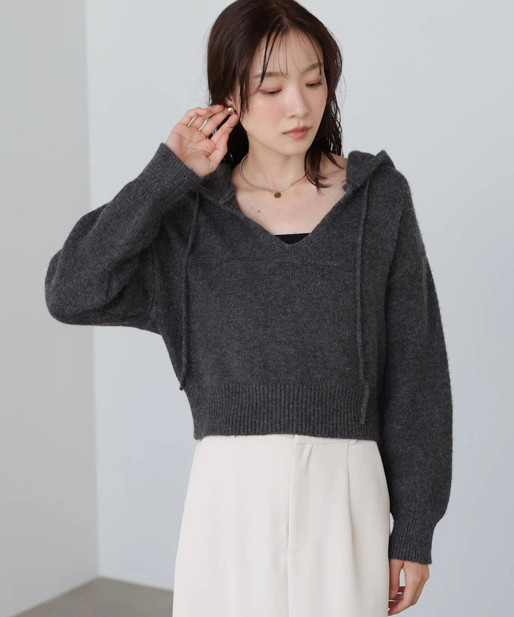 Bab Short Hoodie Knit Top