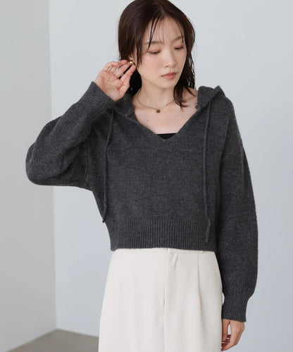 Bab Short Hoodie Knit Top