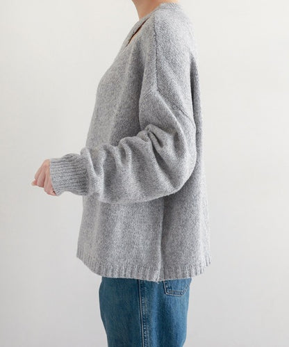 evernavy Faux Layered Long Sleeve Knit Top