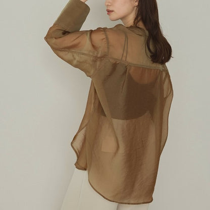 Hunch Shiny Sheer Washer Wide Cuff Shirt