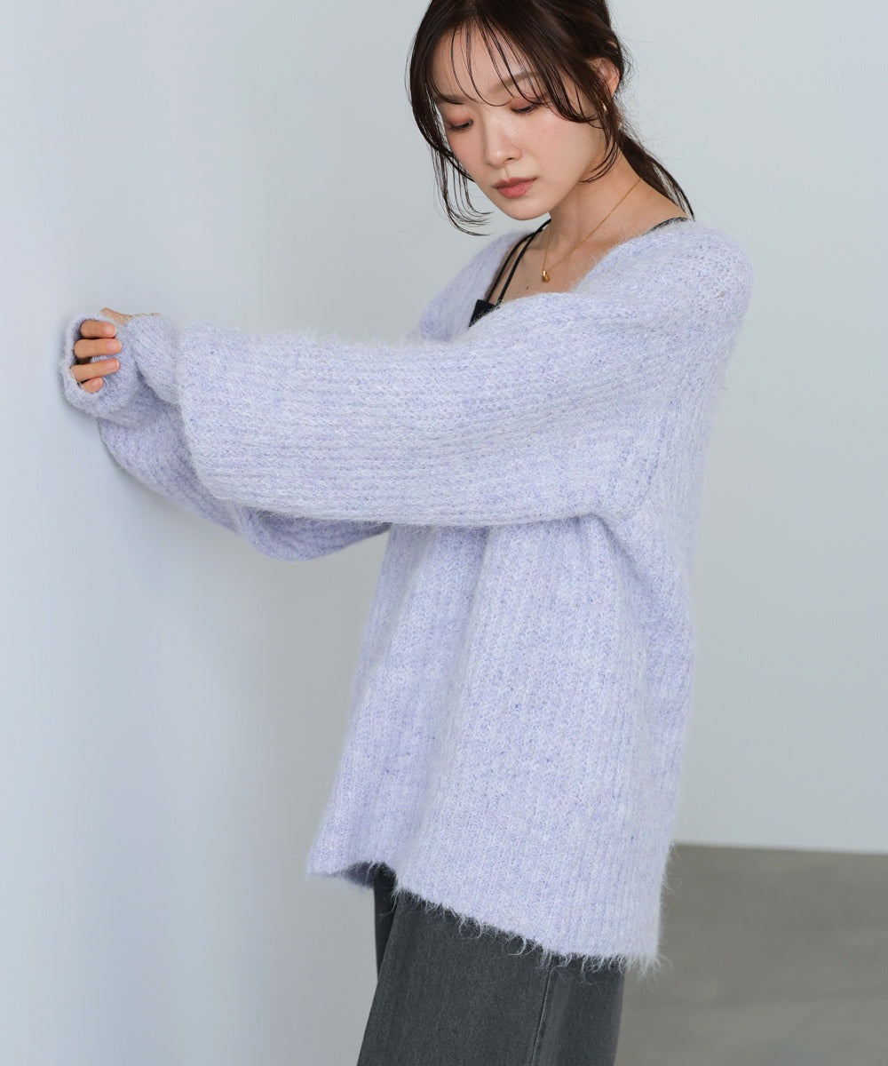Bab Wide V-Neck Loose Knit Pullover