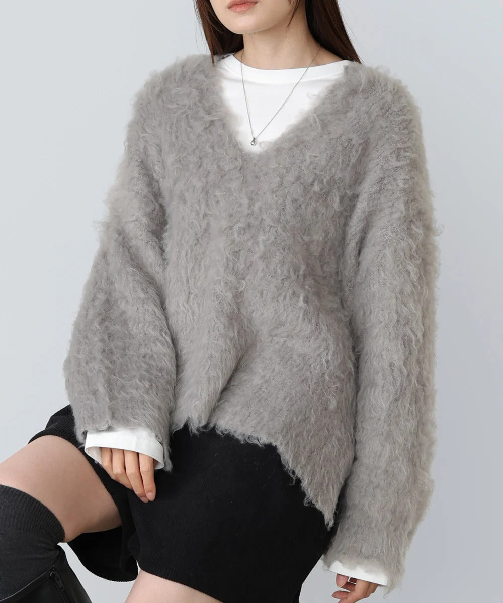 Bab Inner Set Keyhole Neck Scribble Knit Top