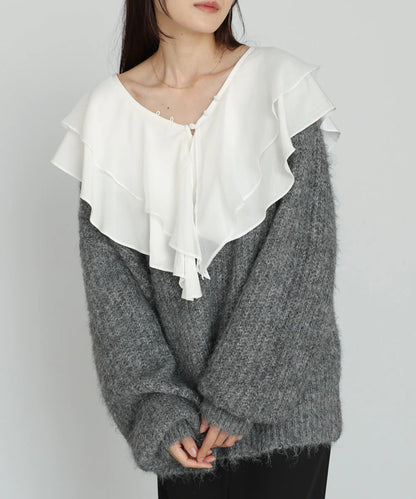 Bab Wide V-Neck Loose Knit Pullover