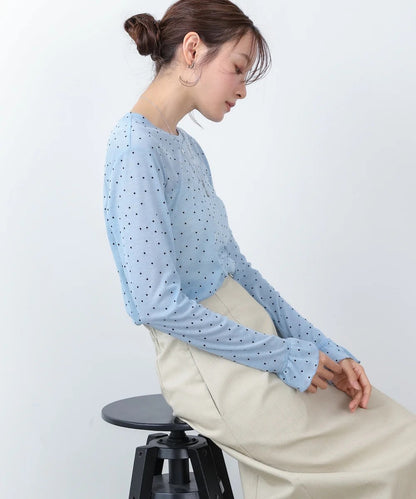 Women’s Polka Dot Long Sleeve Top – Soft Fitted Style