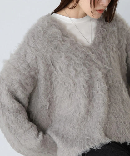 Bab Inner Set Keyhole Neck Scribble Knit Top