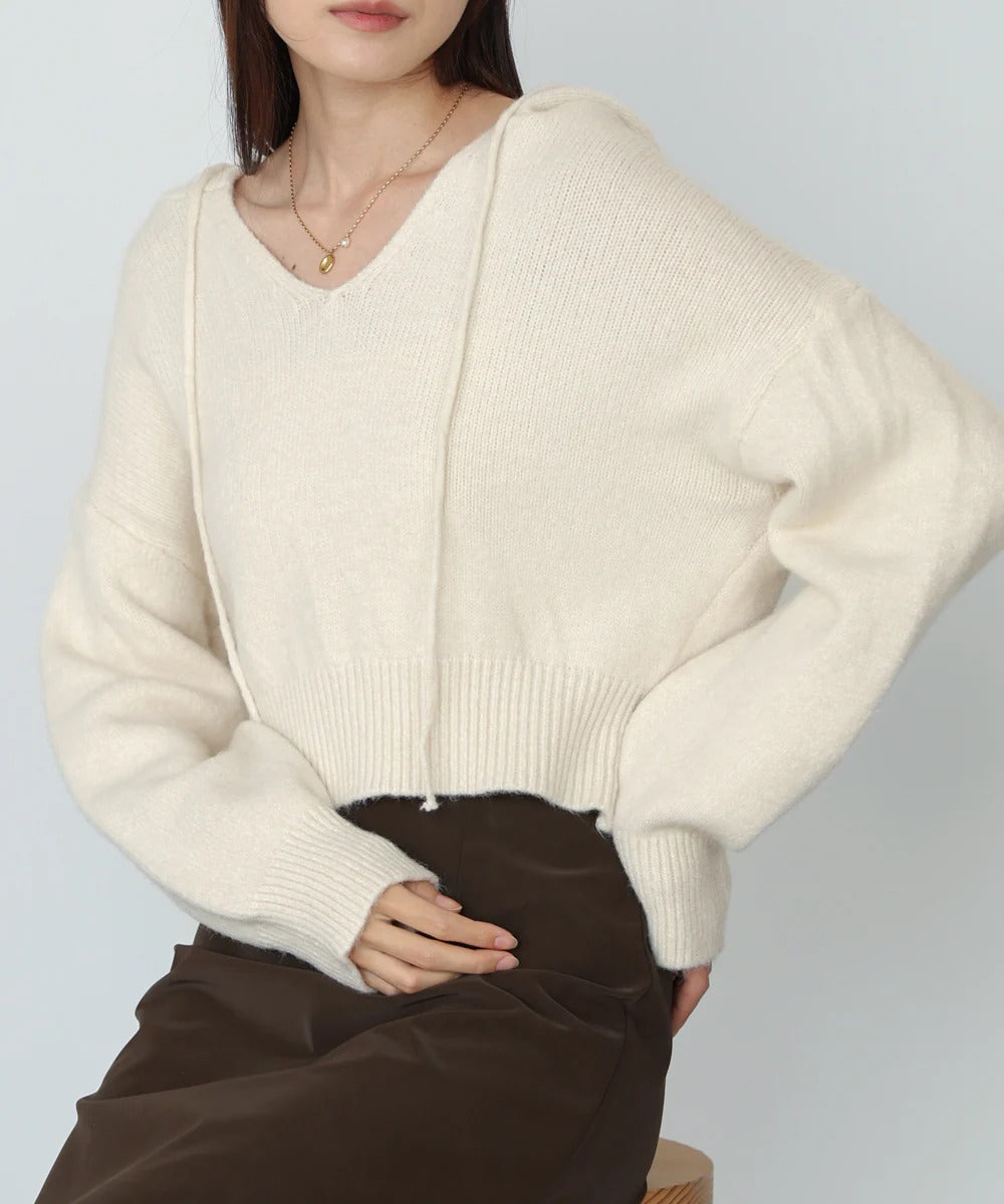 Bab Short Hoodie Knit Top