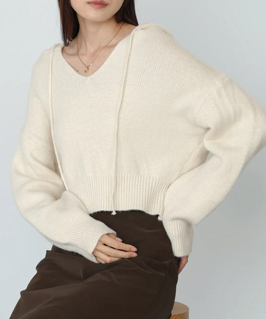 Bab Short Hoodie Knit Top