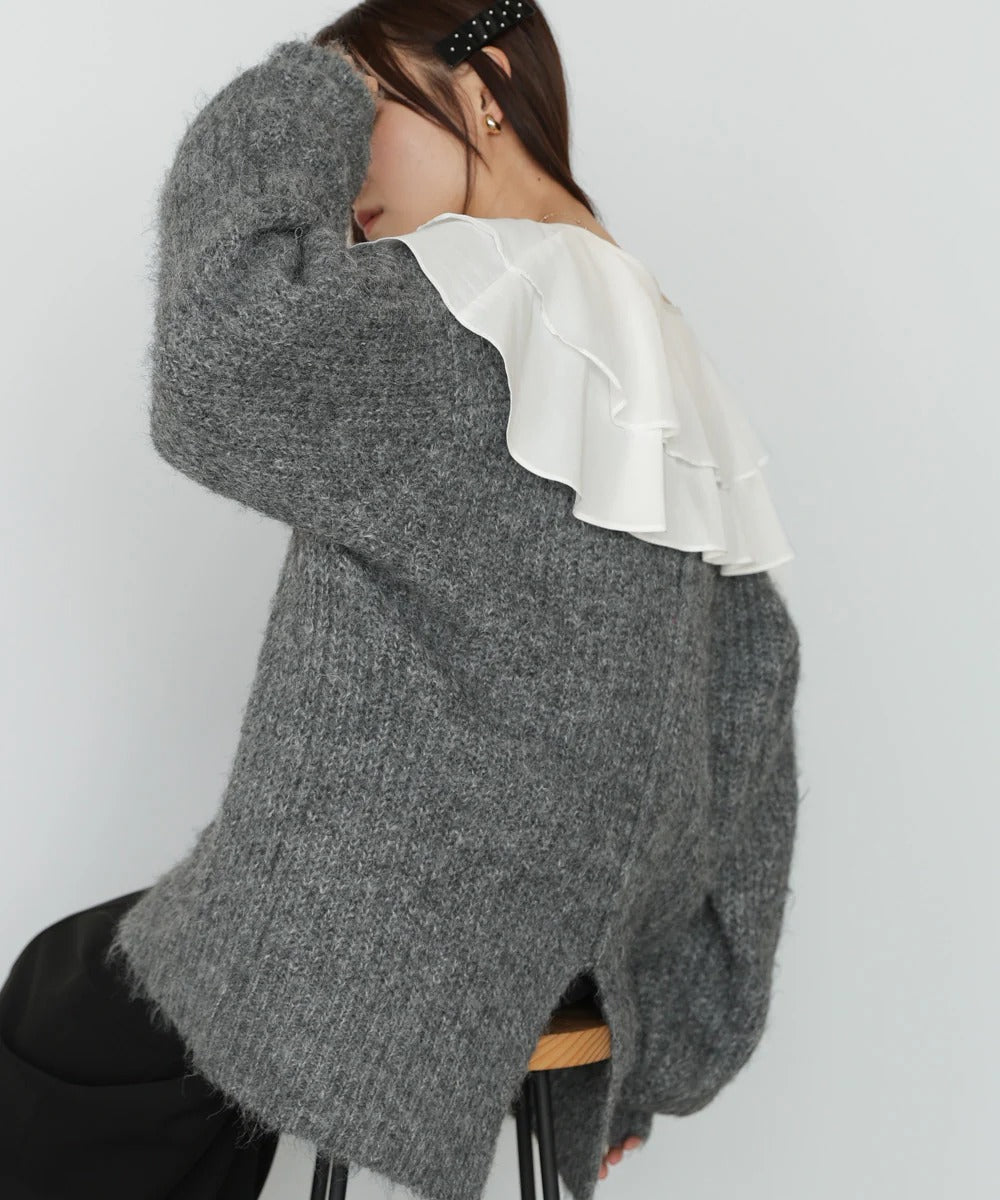 Bab Wide V-Neck Loose Knit Pullover