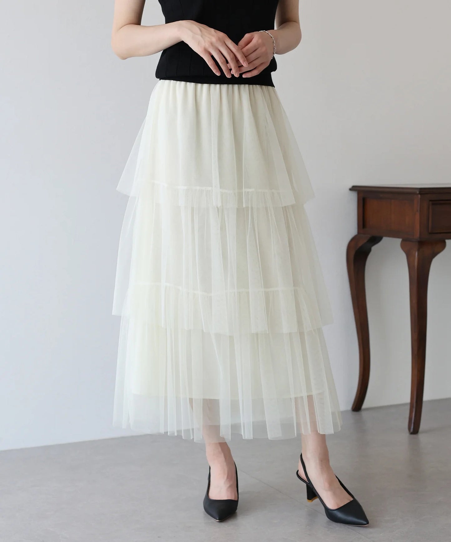 BLUE EAST Tulle Tiered Skirt